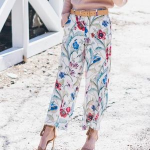 Wide Leg Crop Pant In Jungle Floral In White 6